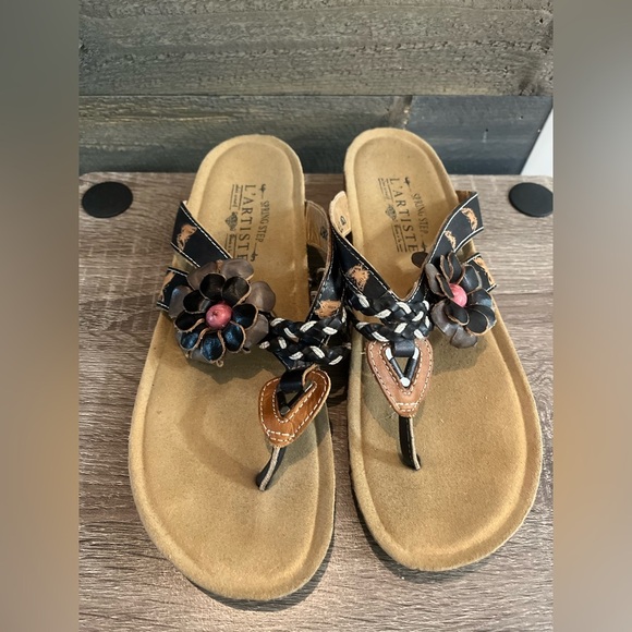 L'Artiste by Spring Step Women's Chunali Flat Sandal, Black/Multi Color Size 9 - Picture 13 of 16